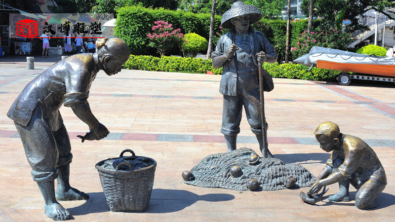 漁民雕塑定制_人物銅雕_鑄銅雕塑_廣場景觀雕塑_大型鑄銅雕塑
